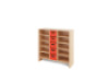 Storage Unit X with shelves + deep wooden trays - Red
