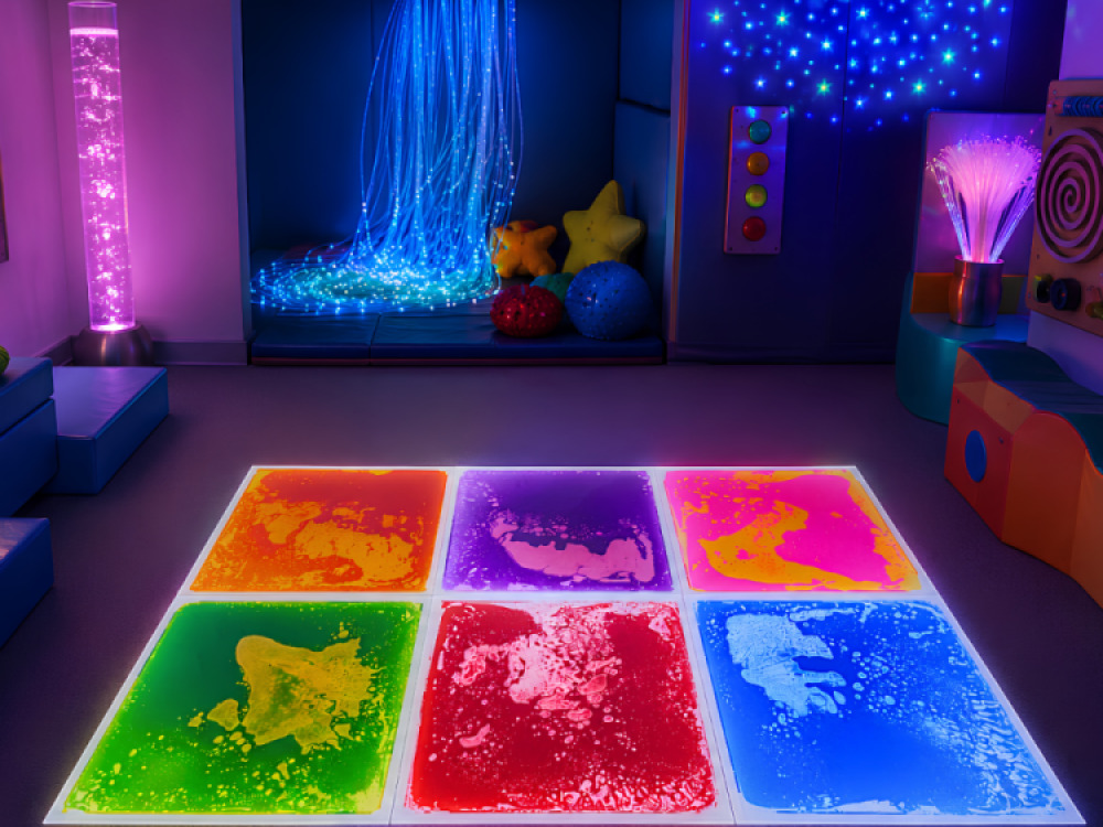 Set of 6 Liquid Floor Tiles 50x50cm (6 Colours)