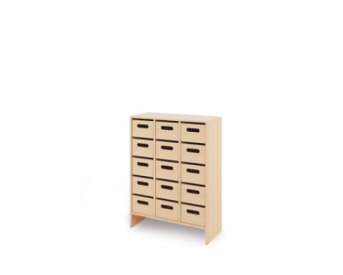 Storage Unit X with deep cardboard trays - Eko