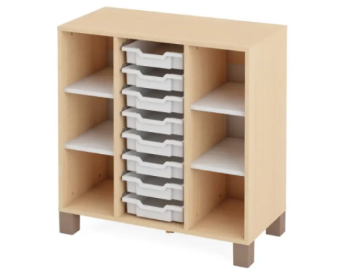 Cabinet with shelves and 8 containers. White. Fresh Collection