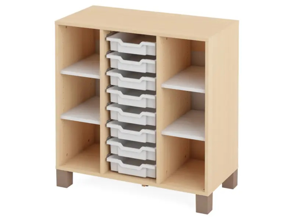 Cabinet with shelves and 8 containers. White. Fresh Collection