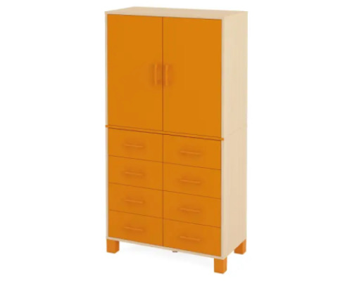 High wardrobe with drawers and doors. Orange. Fresh Collection