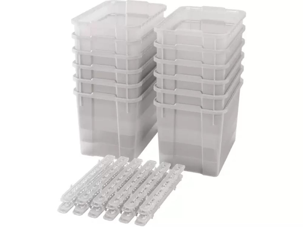 Extra large plastic containers with runners - transparent - 12