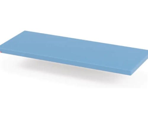 Mattress for quiet hideout with bookcase. Light blue