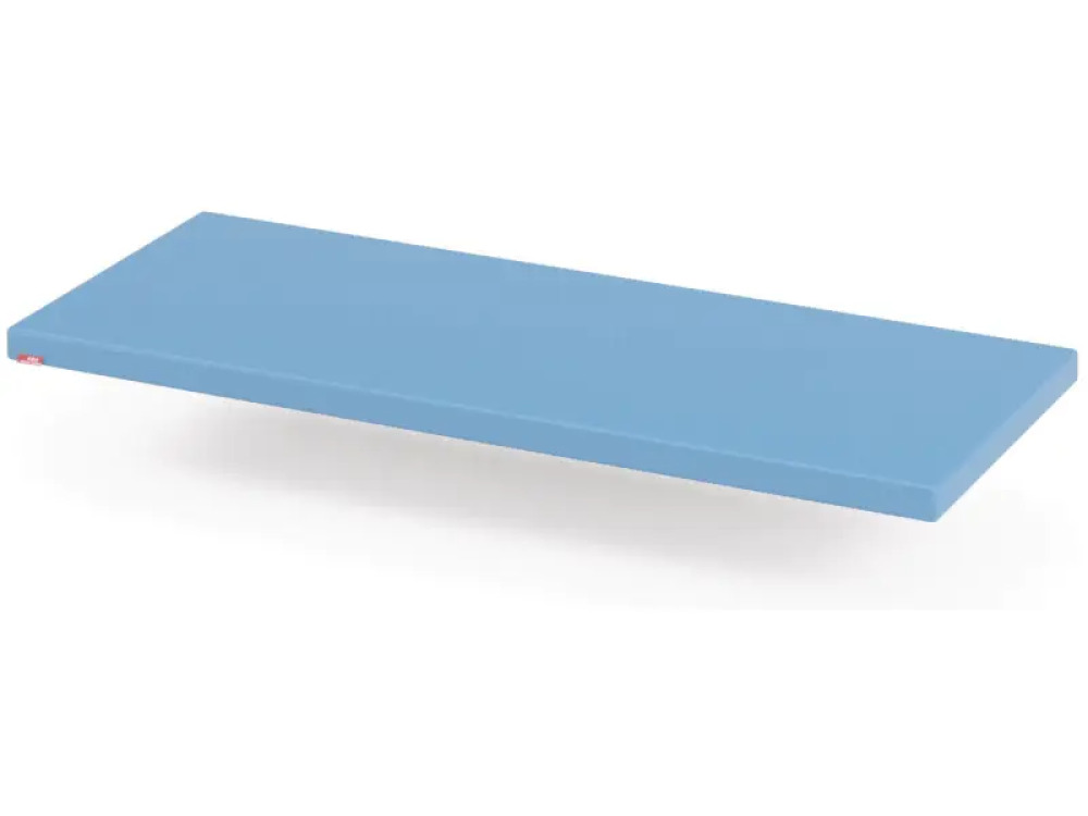 Mattress for quiet hideout with bookcase. Light blue
