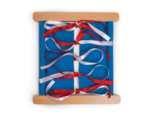 Montessori Aid. Exercise frame with ribbons