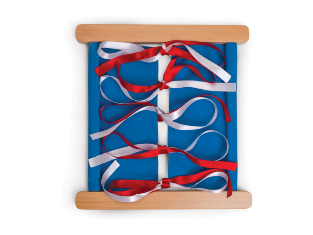 Montessori Aid. Exercise frame with ribbons
