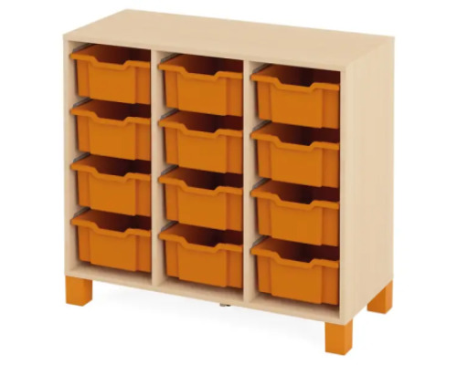 Cabinet with 12 deep containers. Orange. Fresh Collection