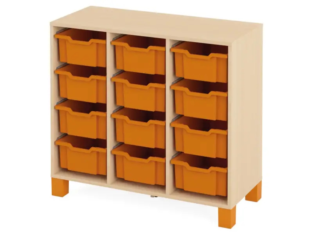 Cabinet with 12 deep containers. Orange. Fresh Collection