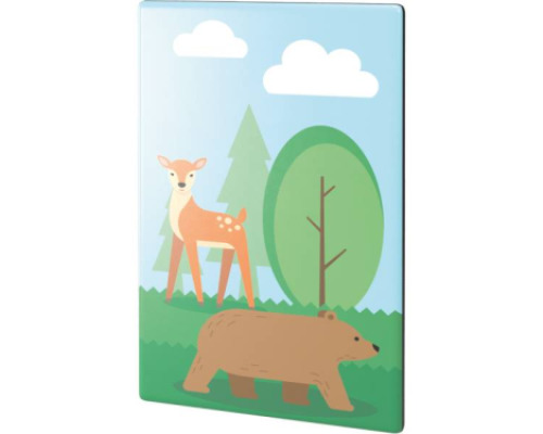 Forest wall panel. Forest glade with bear and deer