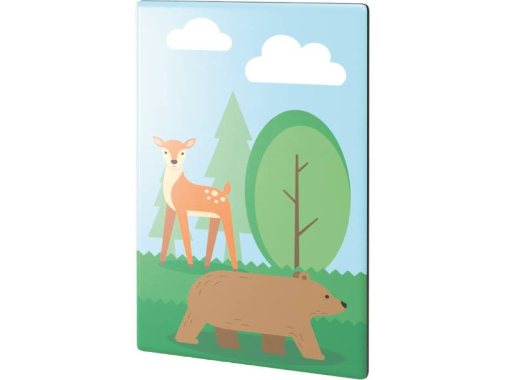 Forest wall panel. Forest glade with bear and deer