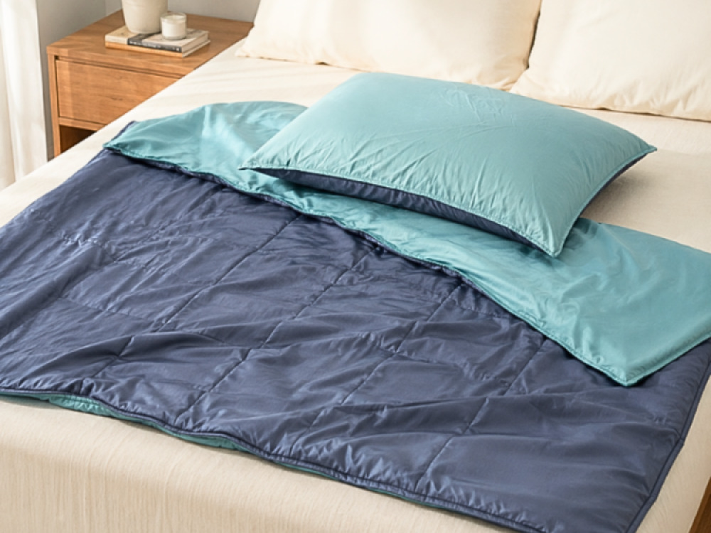Light Weight Breathable Bamboo Fabric Weighted Blanket and Pillow Case 5kg | Grey/Green