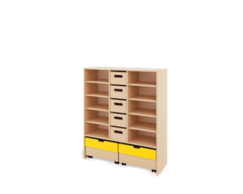 Storage Unit XL with shelves + with deep wooden trays & container - Eko