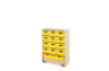 Storage Unit X with deep wooden trays + container - Yellow
