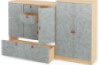 Grey wide wheeled storage box with felt front. Cubo Acoustic Collection