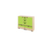 Storage Unit L with shelves and doors + with deep wooden trays & container - Green