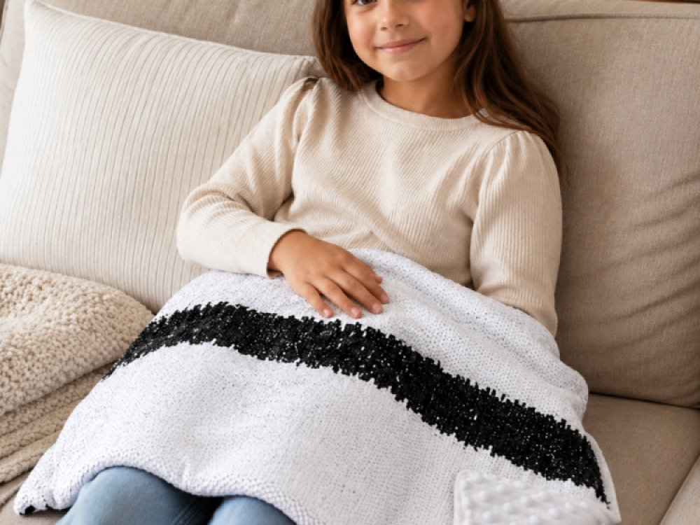 3kg Weighted Sequin Lap Pad – Black and white