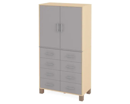 High wardrobe with drawers and doors. Grey. Fresh Collection