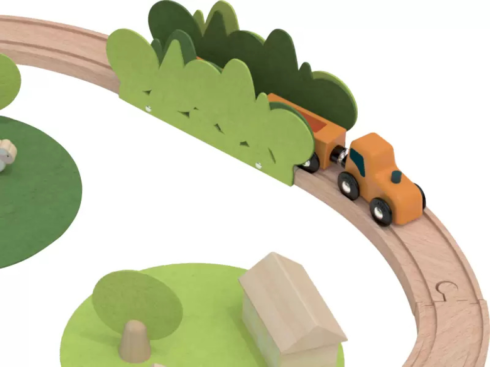 Nature. Wooden train