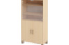 High wardrobe with shelves, glass doors and birch doors. Fresh Collection