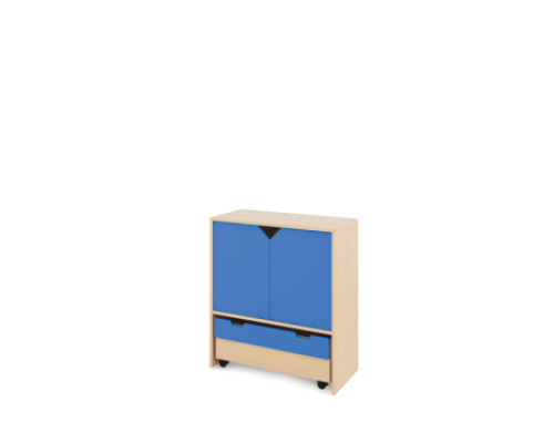 Storage Unit L with shelves + doors & container - Blue