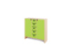 Storage Unit X with shelves and doors + deep wooden trays - Green