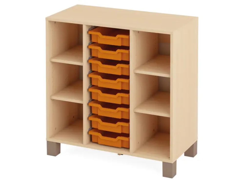 Cabinet with shelves and 8 containers. Orange-birch. Fresh Collection
