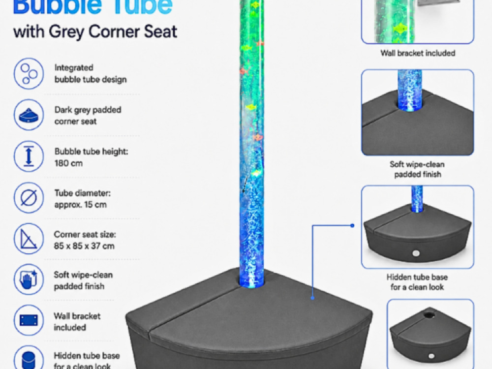 Corner Bubble Tube Kit (Incl. Large Tube, Grey Padded Surround & Bracket)