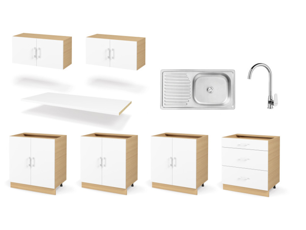 QUARTET PREMIUM set 3.2 m in crystal white colour. Master Kitchen Collection