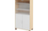 High wardrobe with shelves, glass doors and white doors. Fresh Collection