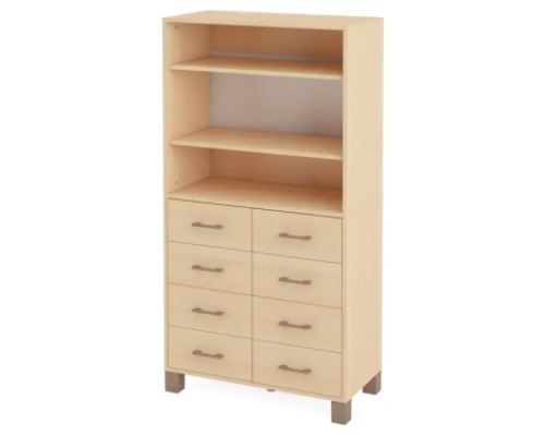 High wardrobe with shelves and drawers. Birch. Fresh Collection