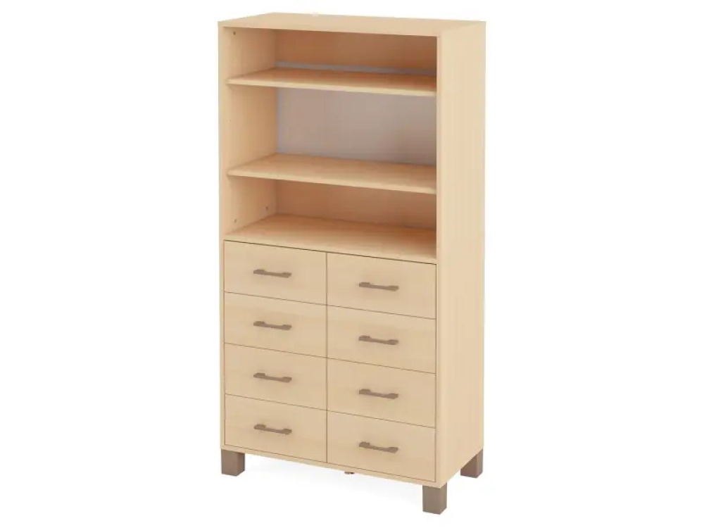 High wardrobe with shelves and drawers. Birch. Fresh Collection