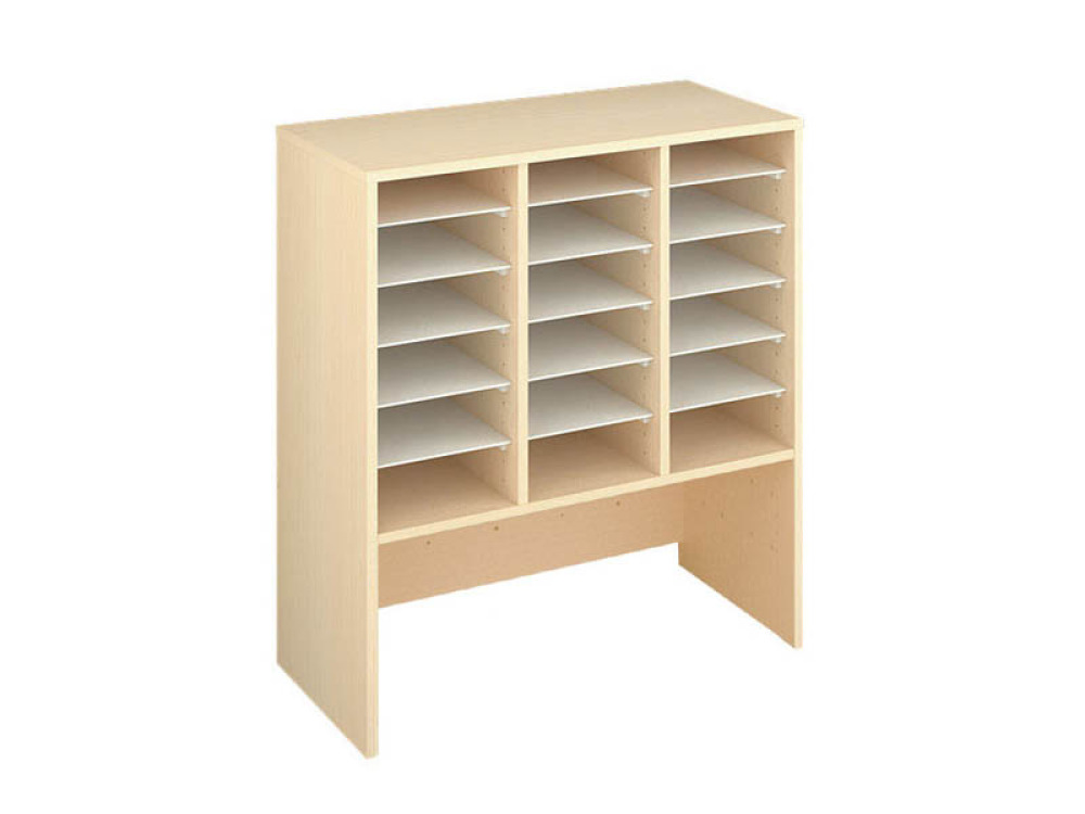 Storage Unit L with compartments for container - Beech