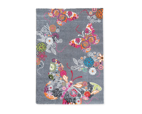 Children?s carpet, grey - Butterflies 4x5 m