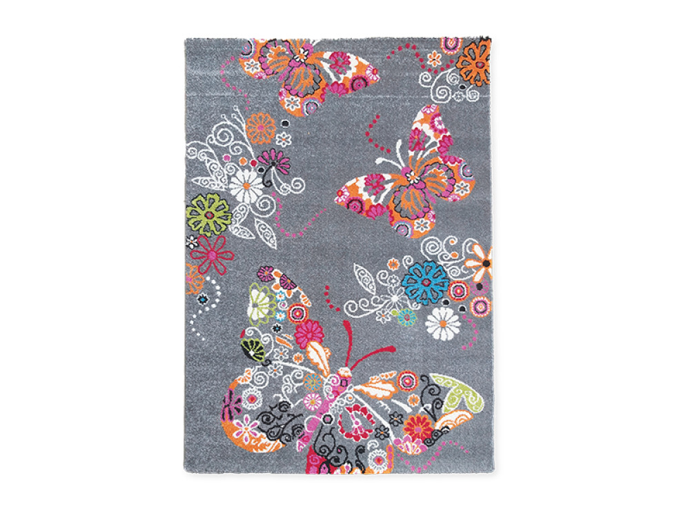 Children?s carpet, grey - Butterflies 4x5 m