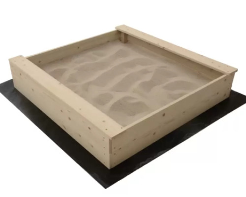 Small wooden sandpit with tarp and base