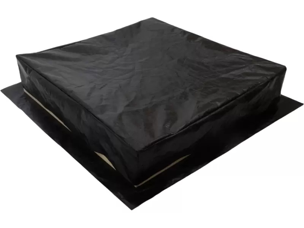 Small wooden sandpit with tarp and base