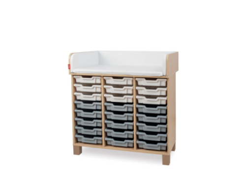 Double changing unit with compartments for plastic containers