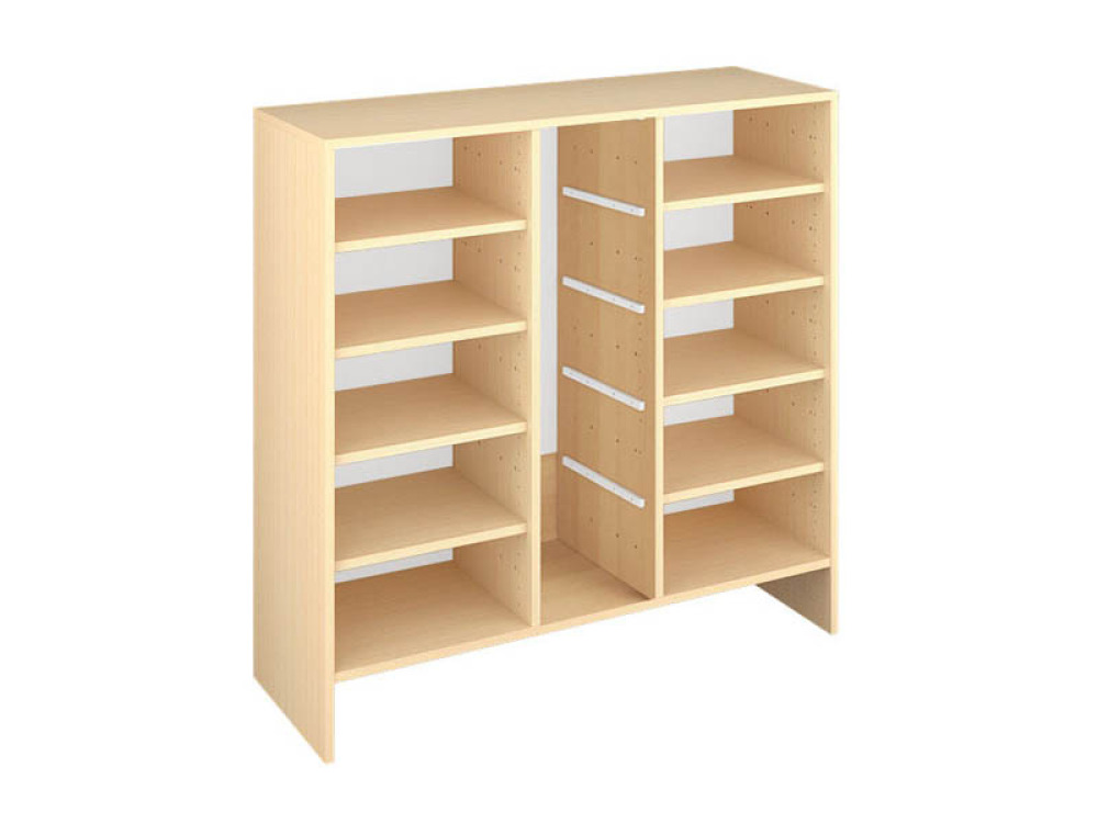 Storage Unit X with shelves for trays - Beech