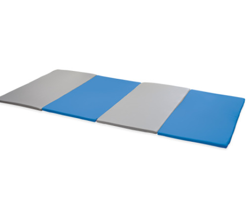 Foldable gymnastics mat 4-part. Blue-grey