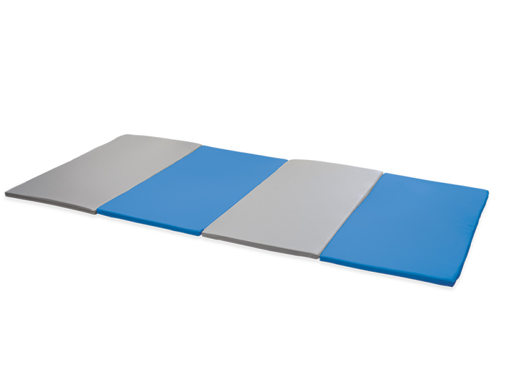 Foldable gymnastics mat 4-part. Blue-grey