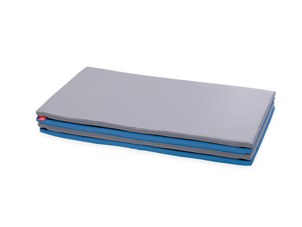Foldable gymnastics mat 4-part. Blue-grey