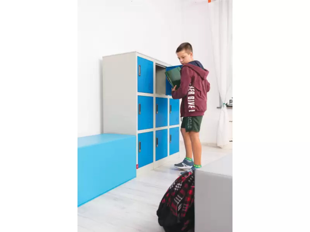 3-person add-on for 9-person metal cloakroom - grey