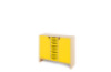 Storage Unit L with shelves and doors + shallow wooden trays - Yellow