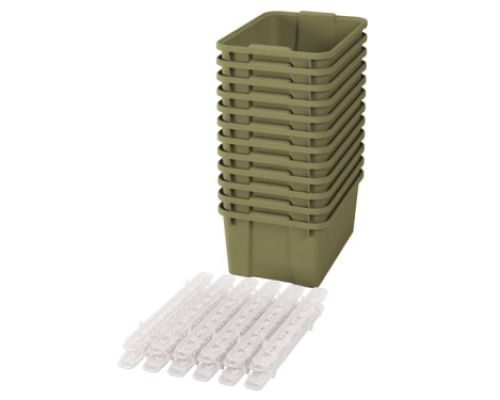 Big plastic containers with runners - eco light green - 12