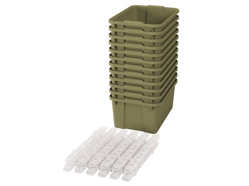 Big plastic containers with runners - eco light green - 12