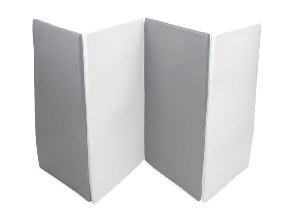Foldable gymnastics mat 4-part. White-grey