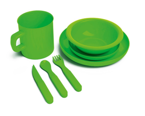Melamine dish set for 5 children green