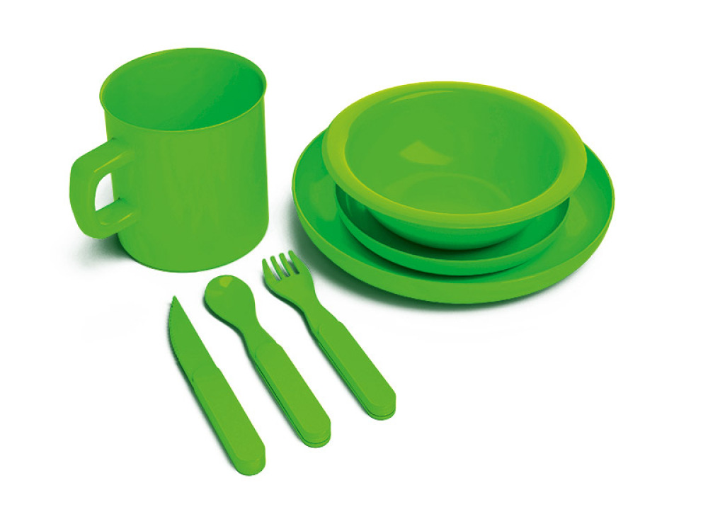 Melamine dish set for 5 children green