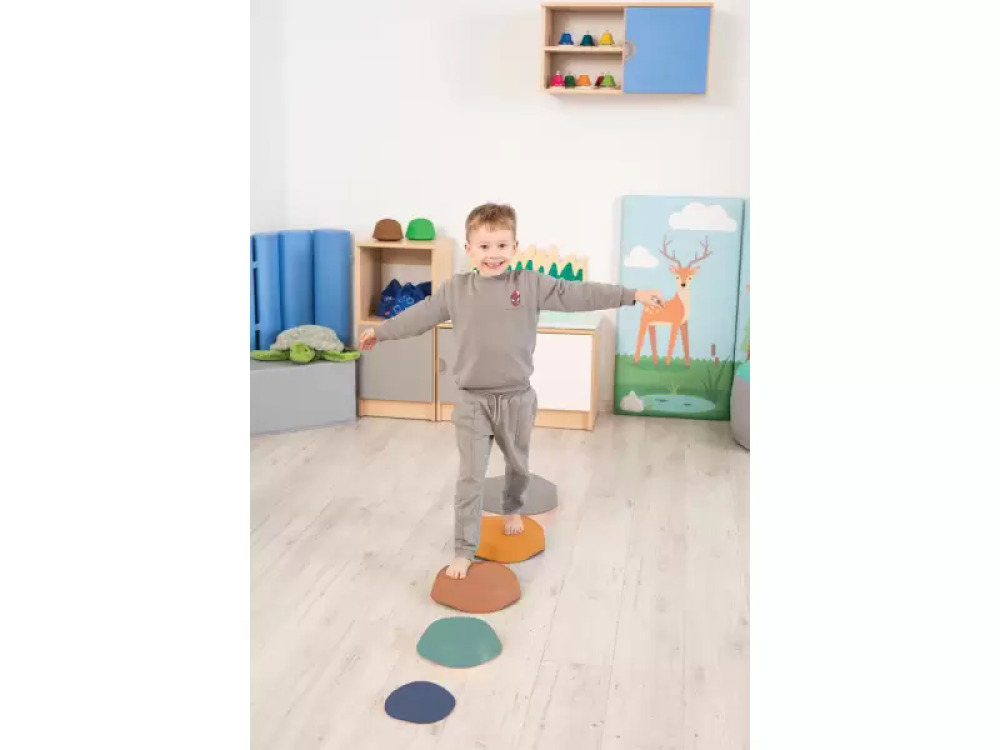 Rainbow pebbles. Balancing-sensory path